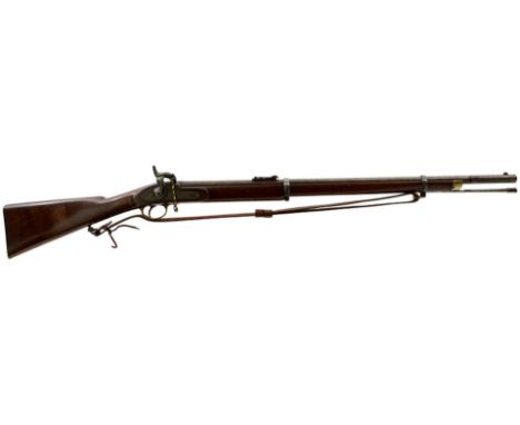 AN 1856 PATTERN TWO-BAND ENFIELD SERVICE RIFLE, 33inch sighted barrel fitted with ramp and ladder rear sights, case colour ha