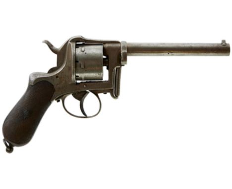 A BELGIAN 12MM SIX-SHOT ALEXANDRE FAGNUS PINFIRE OFFICER'S REVOLVER, 6inch sighted barrel, serial no. 1160, border engraved q