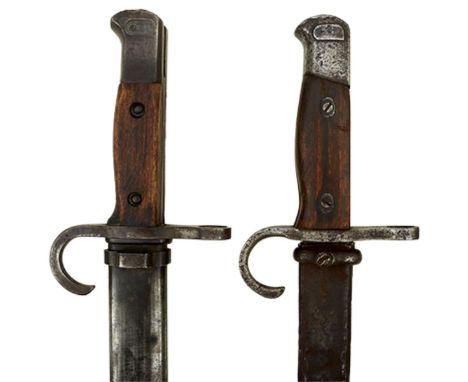A JAPANESE KOKURA ARSENAL 30 BAYONET, contained in its steel scabbard, together with another similar, shortened. (2)