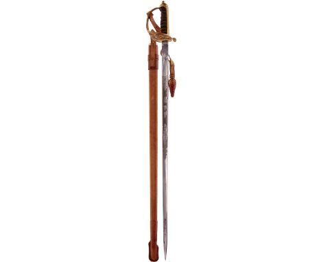 A GVR 1822 PATTERN VETERINARY OFFICER'S SWORD, 82cm blade etched with scrolling foliage and crowned GVR cyphers, regulation c