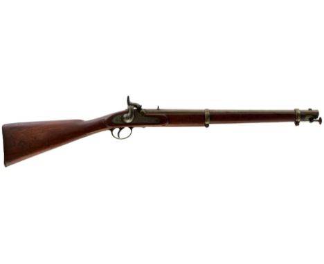 A .650 CALIBRE PERCUSSION NATIVE CONSTABULARY CARBINE, 21inch sighted barrel, border engraved lock stamped 1859 over TOWER an