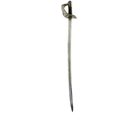 TWO DANISH HEAVY CAVALRY TROOPER'S SWORD, 88.75 curved fullered blades stamped S &amp; K and A 7 EB at the fortes, regulation