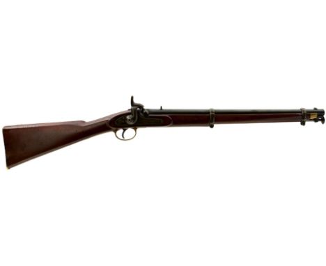 A .650 CALIBRE PERCUSSION PATTERN 1856 EAST INDIA CAVALRY CARBINE, 21inch sighted barrel fitted with fixed rear sight, border