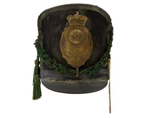 1ST REGIMENT OF FOOT OR THE ROYAL SCOTS OTHER RANKS SHAKO 1812-1816. A good quality period item, in plain black stout felt, t