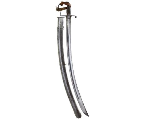 A 1796 PATTERN LIGHT CAVALRY NCO'S SWORD, 83.5cm curved blade by REDDELL, regulation steel stirrup hilt, ribbed leather grip,