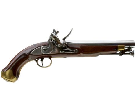A .650 CALIBRE FLINTLOCK NEW LAND PATTERN SERVICE PISTOL, 9inch barrel, lock stamped with a crown over GR and TOWER across th
