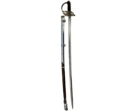 AN 1822 PATTERN 49TH MIDDLESEX RIFLE VOLUNTEERS OFFICER'S SWORD, 83.25cm blade by ROBINSON, BIRMINGHAM, etched with scrolling