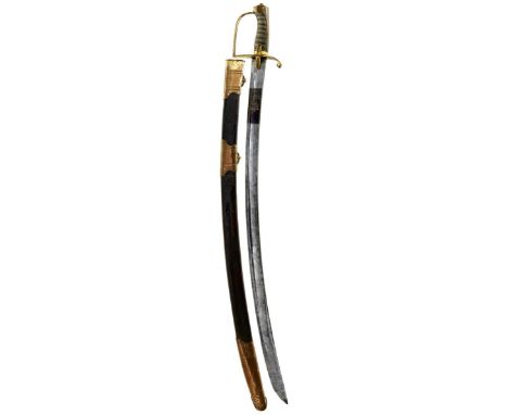 A YEOMANRY OFFICER'S SABRE, 80.1cm blade with a small blued panel containing a crown over W.Y on each side, copper gilt hilt 