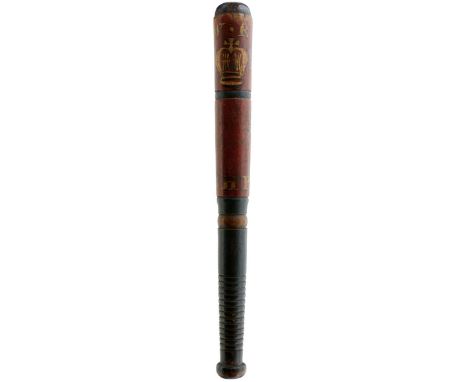 A LARGE WILLIAM IV PAINTED WOOD TRUNCHEON, 1830-1837, CHELSEA HORSE PATROL, LONDON, painted with the Royal Crown, WR cypher a