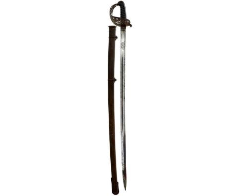 THE 1821 PATTERN HEAVY CAVALRY OFFICER'S FIGHTING SWORD OF C.H. COLETTE, 91cm slightly curved single edge blade sharpened for