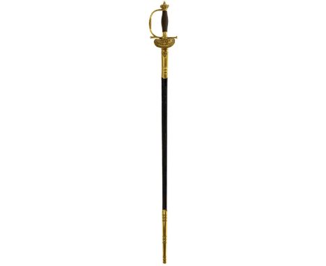 A FINE VICTORIAN COURT SWORD, 79cm blade etched and mirror polished with maker H. Hill, 3, Old Bond St, London and scrolling 