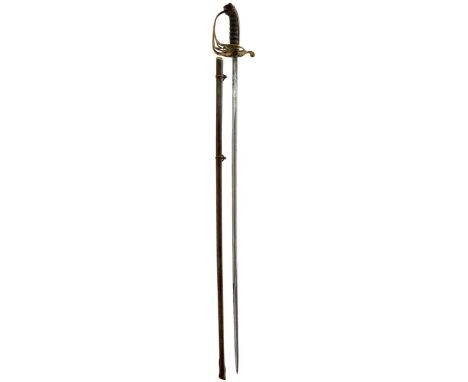 A VICTORIAN 1822 PATTERN LEICESTERSHIRE REGIMENT OFFICER'S LEVEE SWORD, 81.5cm blade etched with scrolling foliage, crowned V