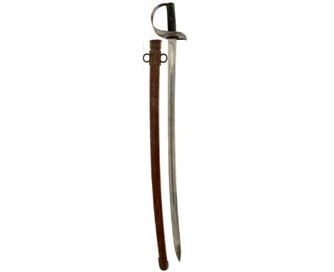 AN 1882 PATTERN CAVALRY TROOPER'S SWORD, 87.25cm curved blade, regulation pierced steel hilt with rolled edges, stamped with 
