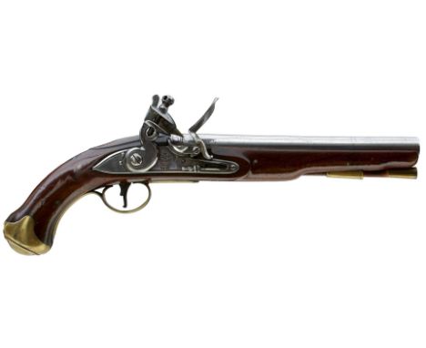 A .650 CALIBRE FLINTLOCK LIGHT DRAGOON SERVICE PISTOL, 9inch barrel, border engraved lock stamped with a crown over GR and TO