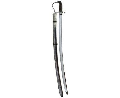 A CLEAN 1796 PATTERN LIGHT CAVALRY OFFICER'S SWORD, 88.5cm curved pipe-backed blade with spear point, regulation steel stirru