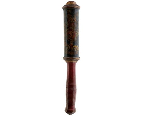 A WILLIAM IV PAINTED WOOD BALUSTER TRUNCHEON, 1830-1837, painted in polychrome with the 1816-37 Royal Arms of the United King