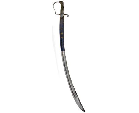 A 1796 PATTERN LIGHT CAVALRY OFFICER'S SWORD, 83.5cm blade by Runkel decorated with scrolling foliage, stands of arms, crowne