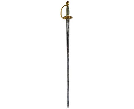 A 1796 PATTERN INFANTRY OFFICER'S SWORD, 77.5cm blade etched with scrolling foliage, a stand of arms, the figure of Britannia