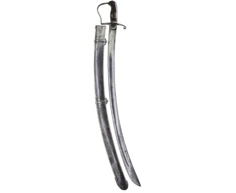 A 1796 PATTERN LIGHT CAVALRY TROOPER'S SWORD, 84cm curved blade with Ordnance stamp, regulation steel stirrup hilt, ribbed le