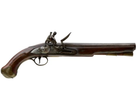 A .650 CALIBRE FLINTLOCK LIGHT DRAGOON PISTOL, 9.5inch barrel engraved D.EGG LONDON on the breech, border engraved bevelled l