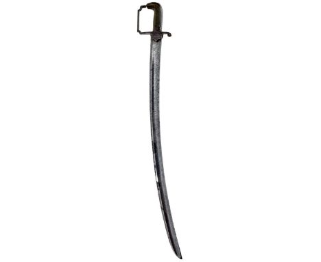 A 24TH LIGHT DRAGOON REGIMENT OFFICER'S SWORD, 80.5cm curved blade with multiple edge nicks and decorated with scrolling foli