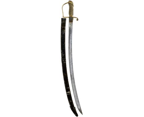 A GEORGIAN VOLUNTEER OFFICER'S SWORD, 76.5cm curved blade decorated with stands of arms, mythical beasts and a crowned GR cyp