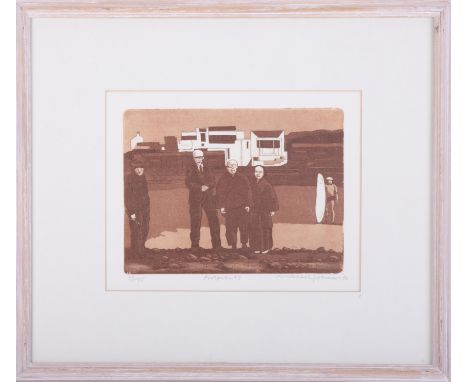 Michael Foreman, 'Footprints' signed limited edition 33/75, 15cm x 19cm, framed and glazed (figures include Alfred Wallace an