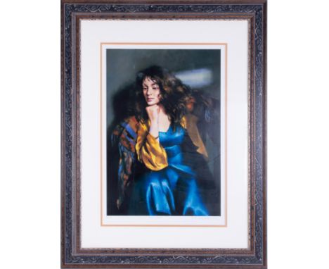 Robert Lenkiewicz (1941-2002) 'Karen Seated' limited edition print 18/475, 50cm x 38cm, framed and glazed, with certificate.