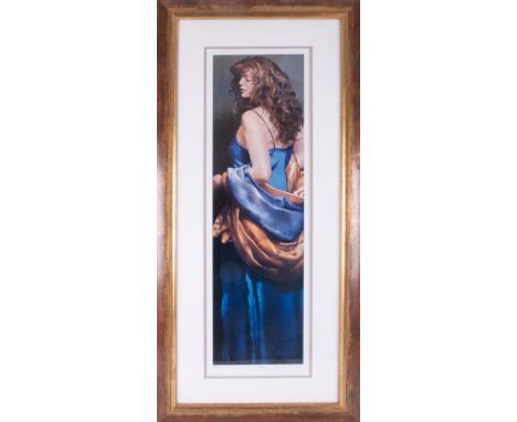 Robert Lenkiewicz (1941-2002) 'Karen In Blue' limited edition print 132/475, 71cm x 20cm, framed and glazed, with certificate