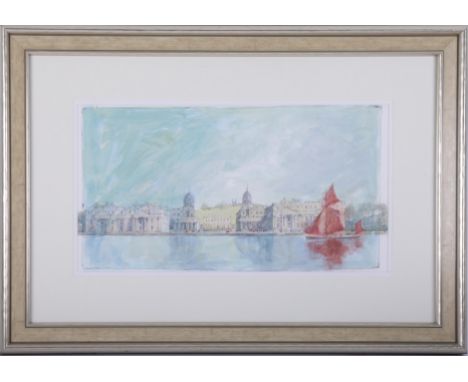 Terry McKivragan (1929 - 2012) 'Royal Naval College, Greenwich' watercolour, signed, 24cm x 44cm, framed and glazed.Terry McK