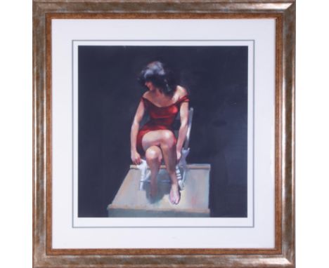 Robert Lenkiewicz (1941-2002) 'Study of Esther' limited edition print 38/295, embossed signature, 55cm x 55cm, framed and gla