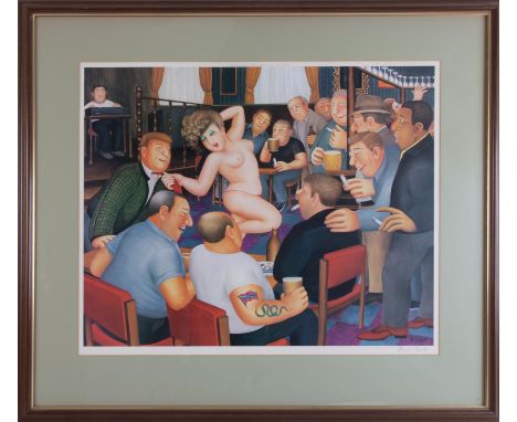 Beryl Cook (1926-2008) 'Lunchtime Entertainment' signed print, published by Alexander Galleries, 76cm x 85cm, framed and glaz