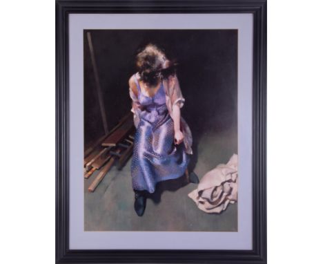 Robert Lenkiewicz (1941-2002) 'Esther Purple Dress' unsigned open print, 61cm x 47cm, framed and glazed.