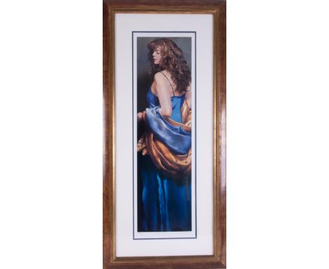 Robert Lenkiewicz (1941-2002) 'Karen In Blue' signed limited edition print 348/475, 72cm x 20cm, with certificate of authenti