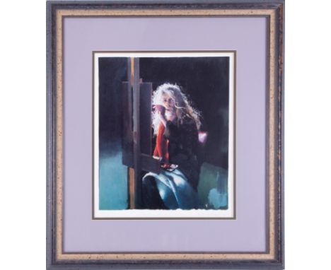 Robert Lenkiewicz (1941-2002) 'Painter In The Wind' signed limited edition print 345/500, 37cm x 31cm, framed and glazed.