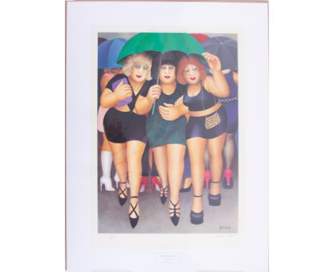 Beryl Cook (1926-2008) 'Clubbing In The Rain' signed limited edition print 42/650, published by The Alexander Gallery Publica
