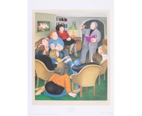 Beryl Cook (1926-2008) 'Poetry Reading' signed print, stamped JFA, published by The Alexander Gallery Publications Ltd, Brist