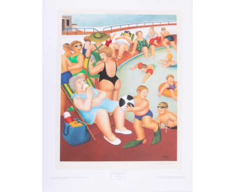 Beryl Cook (1926-2008) 'The Bathing Pool' signed print, stamped DKK, published by The Alexander Gallery Publications Ltd, Bri