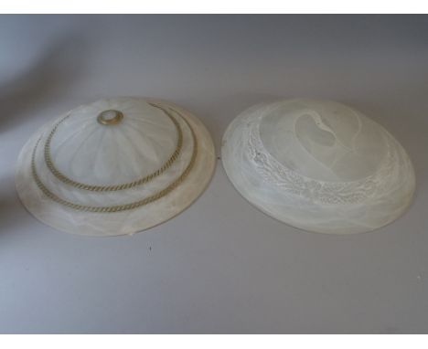 Two Alabaster Style Lamp Shades.