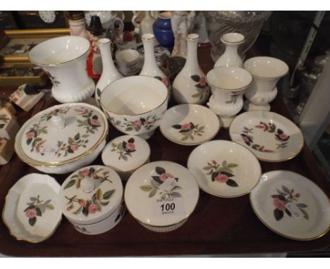 A Collection of Wedgwood Hathaway Rose Items to Include Vases Lidded Pots Trinket Dishes Etc. 