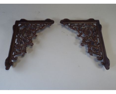 A Pair of Cast Metal Ornate Shelf Brackets (Plus Vat).
