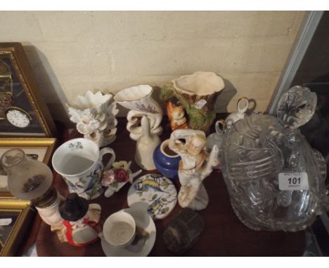 A Tray of Ceramics and Glass Ware to Include Hornsea, Staffordshire, Welsh Oil Lamp Etc.