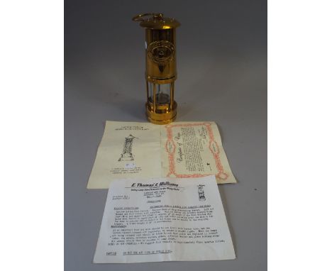 A Brass Miners Lamp by Thomas and Williams Limited Aberdare.