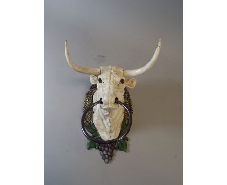 A Cast Metal Wall Mounting Ring Tie in The Form of Cows Head (Plus Vat).
