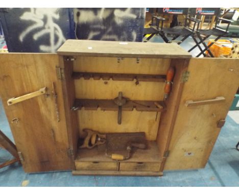 A Salmen Master Brand Wooden Carpenters Tool Box with Two Inner Drawers and Fitted Interior (Including Tools).