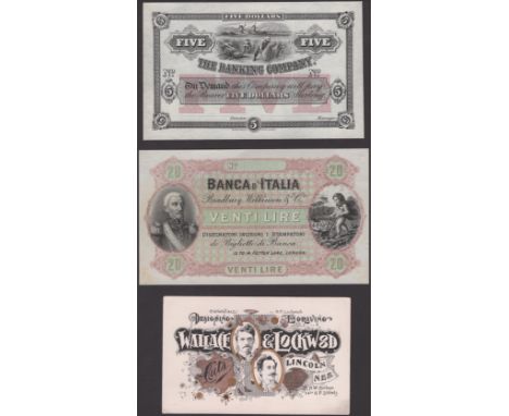 Charles Skipper & East, ‘The Banking Company’ $5, harvesting vignette top centre, Wallace and Lockwood card with two portrait