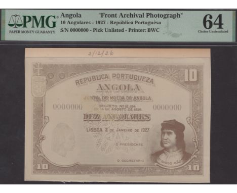 Republica Portuguesa, Angola, black and white Bradbury Wilkinson archival photographs showing obverse (1) and reverse (2) des