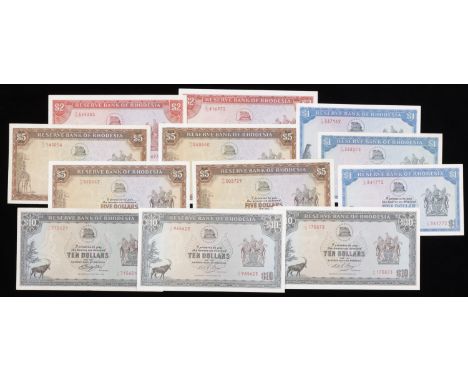 Reserve Bank of Rhodesia, $1 (2), 17 February 1970, prefix L/20, Bruce signature, also $1, 2 August 1979, prefix L/128, Krogh