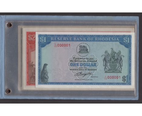 Reserve Bank of Rhodesia, an exceptional presentation wallet containing the four serial number one notes issued when the wate