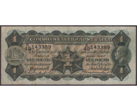 Commonwealth of Australia, £1, ND (1927), serial number K/49 143389, Riddle and Heathershaw signatures, original very fine BN